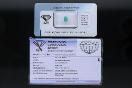 Smaragd von ca. 0,56 Karat mit Zertifikat von IGI Antwerp