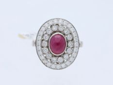 Ring mit Rubin und Diamanten in 950 Platin