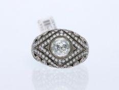 Ring mit gelbem Solitär Diamanten und weißen Diamanten in 750 Weißgold