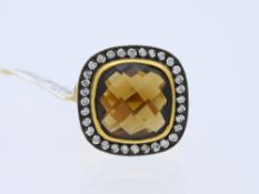 Ring mit Citrin und Diamanten in 999 Feingold