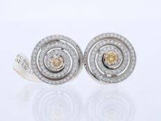 Ohrringe in 750 Weißgold mit braunen und weißen Diamanten