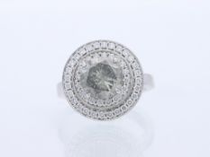 Ring mit Solitär Diamant und Diamanten in 750 Weißgold