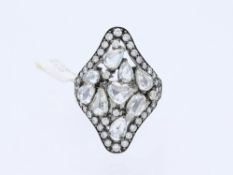 Ring mit Diamanten und Brillanten in 750 Weißgold