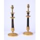 A PAIR OF BRONZE AND PARCEL GILT TABLE LAMPS - Image 2 of 2