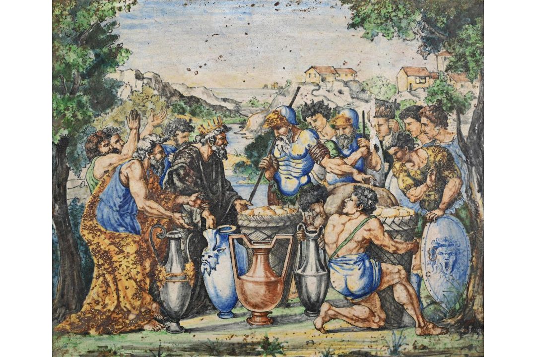 AN ITALIAN MAIOLICA ISTORIARTO TILE IN CASTELLI STYLE - Image 2 of 3