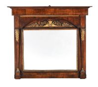 A MAHOGANY AND ORMOLU MOUNTED WALL MIRROR