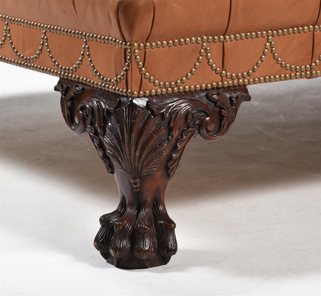 A MAHOGANY AND LEATHER UPHOLSTERED CENTRE STOOL IN GEORGE II IRISH STYLE - Image 2 of 2