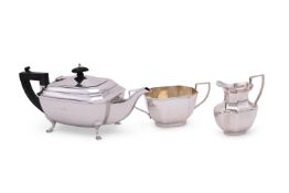 A SILVER CANTED RECTANGULAR TEA POT