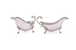 A PAIR OF SILVER OVAL SAUCE BOATS