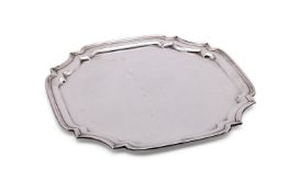 A SILVER SHAPED SQUARE SALVER