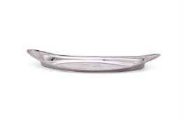 A GEORGE III SILVER OVAL SNUFFERS TRAY