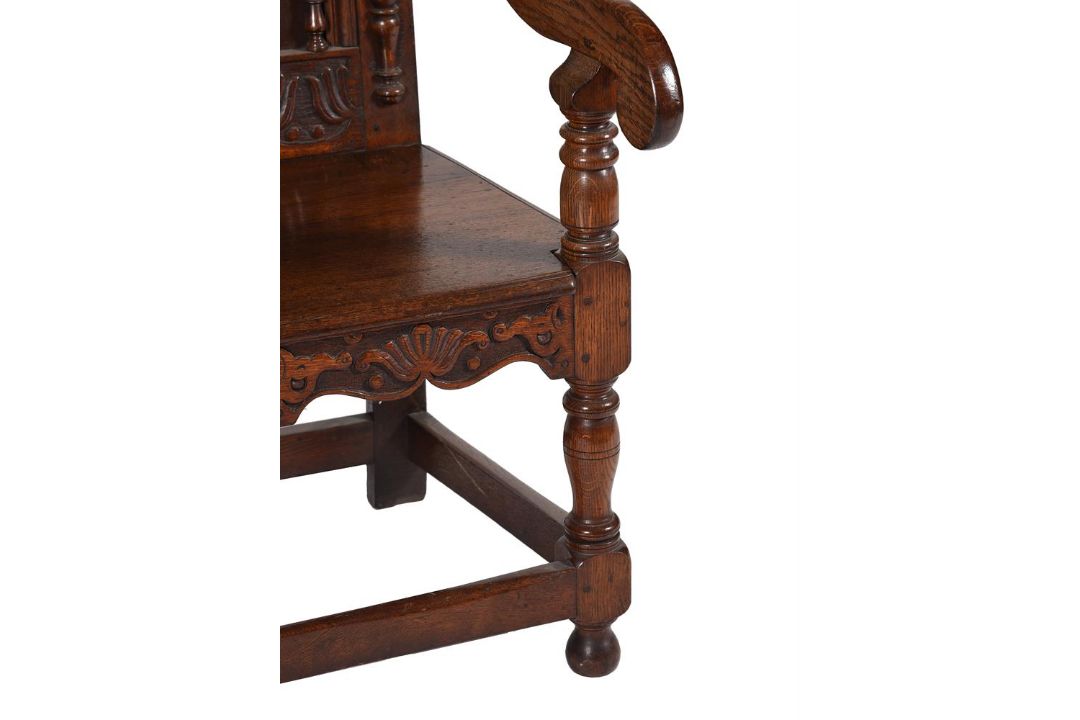 A CARVED OAK ARMCHAIR IN 17TH CENTURY STYLE - Image 6 of 6
