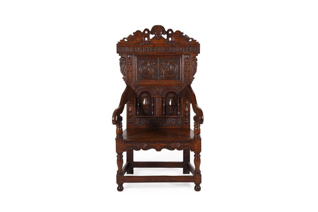 A CARVED OAK ARMCHAIR IN 17TH CENTURY STYLE - Image 1 of 6