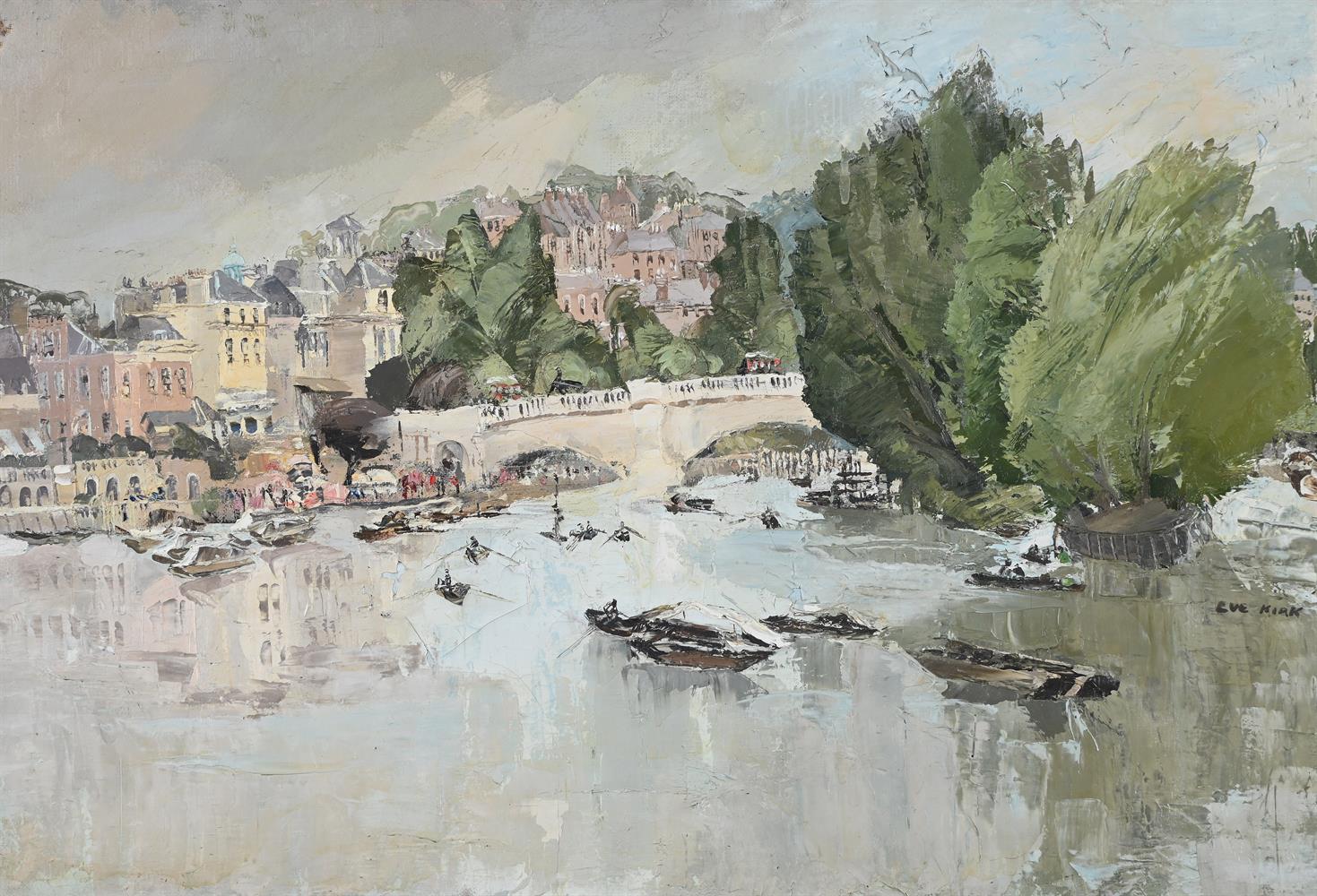 EVE KIRK (BRITISH 1900-1969), BOATING ALONG THE RIVER, POSSIBLY NEAR RICHMOND - Image 2 of 4