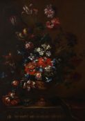 DUTCH SCHOOL (EARLY 18TH CENTURY), A PAIR OF STILL LIVES OF FLOWERS IN URNS