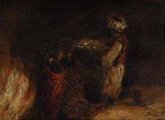 FOLLOWER OF REMBRANDT VAN RIJN, SEATED FIGURES WITH A SERVANT