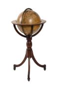 A GEORGE IV TWELVE-INCH TERRESTRIAL FLOOR-STANDING LIBRARY GLOBE