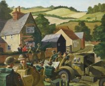 λ MICHAEL FORD (BRITISH 1920-2005), TROOPS AT MIDDLE ASSENDON, NEAR HENLEY-ON-THAMES