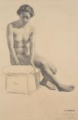 λ GERALD LESLIE BROCKHURST (BRITISH 1890-1978), SEATED FEMALE NUDE