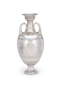 A VICTORIAN LARGE SILVER GREEK AMPHORA STYLE VASE