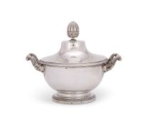 A FRENCH SILVER SOUP TUREEN AND COVER