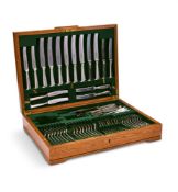 A SILVER HANOVERIAN PATTERN TABLE SERVICE FOR EIGHT PLACE SETTINGS