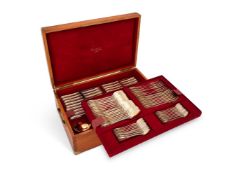 A FRENCH SILVER GILT PART TABLE SERVICE FOR EIGHTEEN PLACE SETTINGS