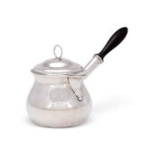 Y A GEORGE III SILVER BRANDY PAN WITH ASSOCIATED COVER