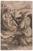 Lucas van Leyden (1494-1533) A Nobleman and a Lady Seated in a Landscape