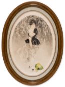 Louis Icart (1888-1950) Young woman with a broken vase