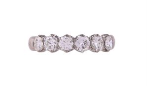 A DIAMOND SIX STONE RING