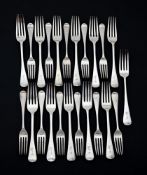 A COLLECTION OF SILVER HANOVERIAN PATTERN FORKS