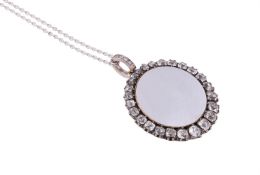 Y AN ANTIQUE AND LATER DIAMOND AND MOTHER OF PEARL PENDANT