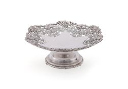 A SILVER PIERCED PEDESTAL DISH