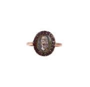 A GEORGIAN AND LATER MINIATURE AND GARNET CLUSTER RING