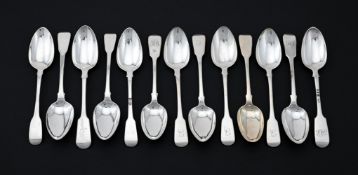 A COLLECTION OF SILVER FIDDLE PATTERN TABLE SPOONS