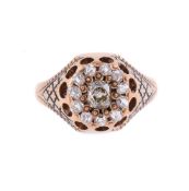 A 19TH CENTURY DIAMOND CLUSTER RING