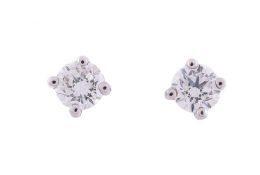 A PAIR OF DIAMOND EAR STUDS