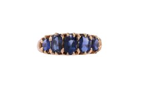 A FIVE STONE SAPPHIRE RING