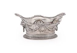 A SILVER SHAPED OVAL FRUIT BASKET