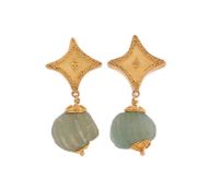 NATALIA JOSCA, A PAIR OF FROSTED ROMAN GLASS BEAD EAR PENDANTS