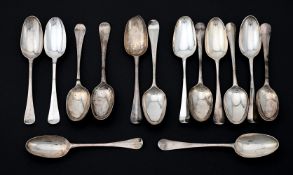 A COLLECTION OF SILVER HANOVERIAN PATTERN TABLE SPOONS