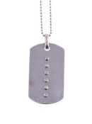 AN ITALIAN SILVER COLOURED DIAMOND DOG TAG