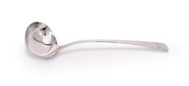A GEORGE III SILVER OLD ENGLISH PATTERN SOUP LADLE