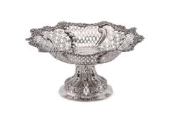 A VICTORIAN SILVER PIERCED PEDESTAL BOWL