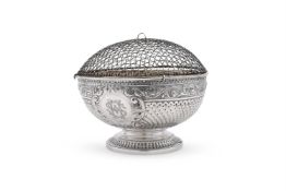 A SILVER PEDESTAL PUNCH BOWL
