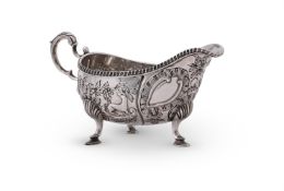 A SILVER OVAL SAUCE BOAT