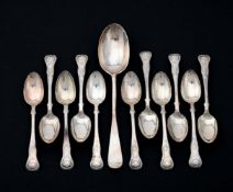 A SET OF ELEVEN VICTORIAN SCOTTISH SINGLE STRUCK KING'S PATTERN TEA SPOONS