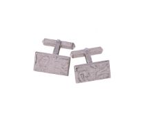 TABBAH, A PAIR OF WHITE GOLD COLOURED CUFFLINKS