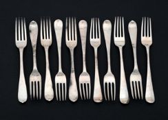 ELEVEN IRISH SILVER TABLE FORKS